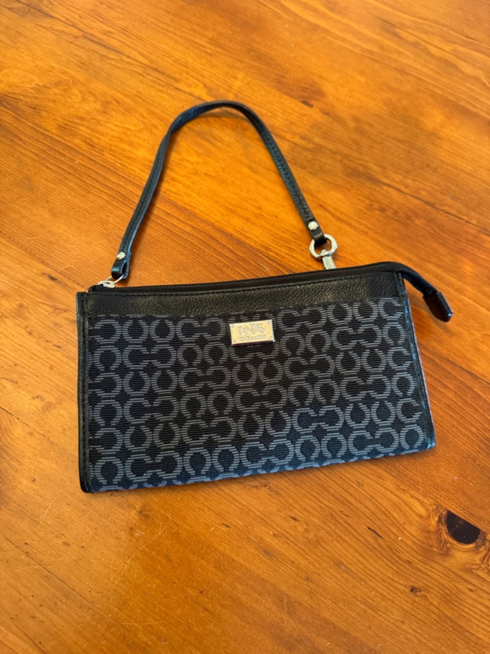 Coach Black Signature Logo Wristlet